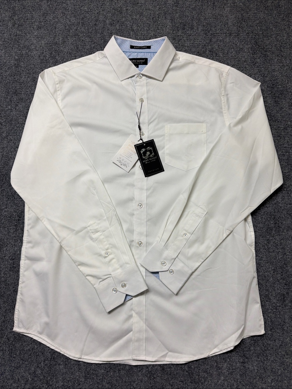 NWT Alex Vando Men's Long Sleeve Button Up Large White Dress Shirt Bamboo Blend